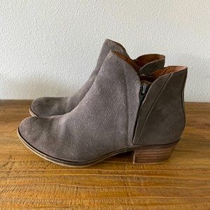 Lucky Brand gray suede ankle booties- size 8